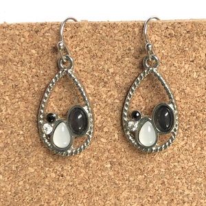 White and black stone earrings.